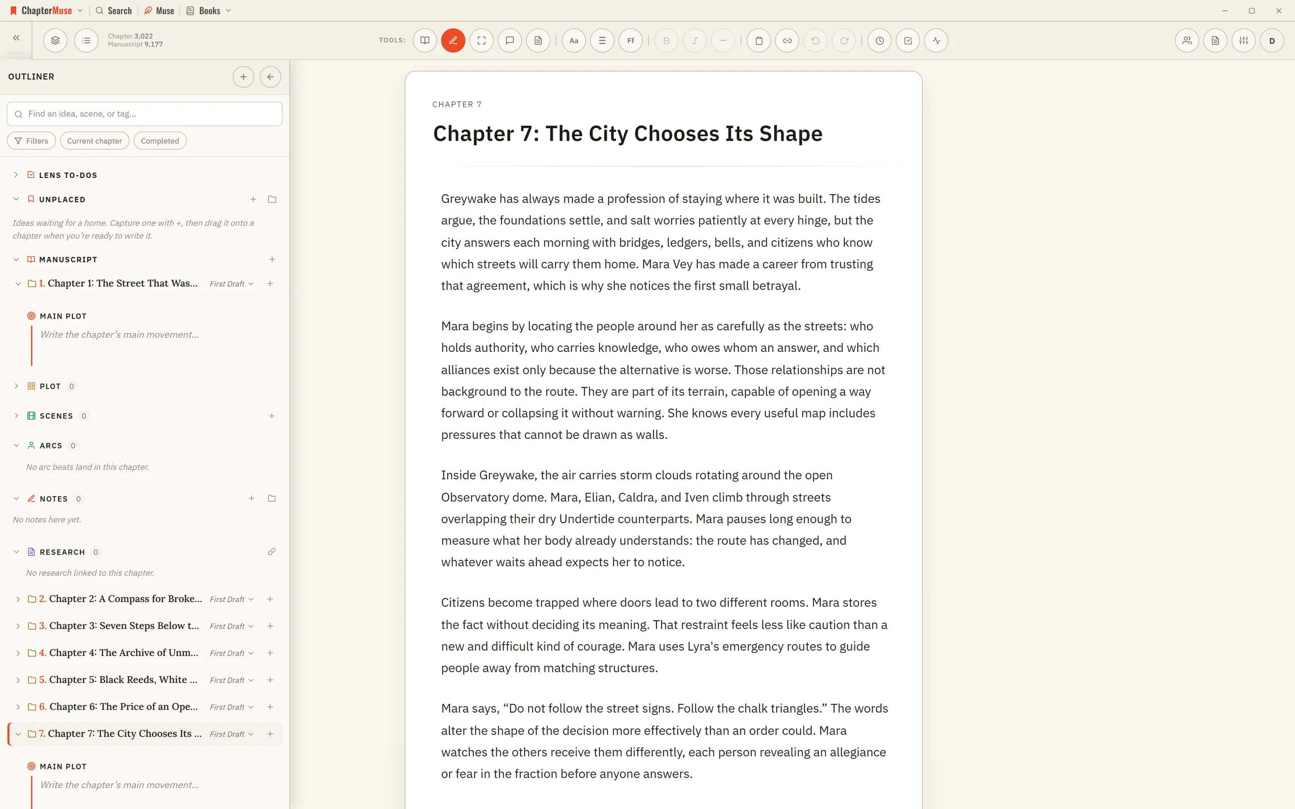 The chapter outliner