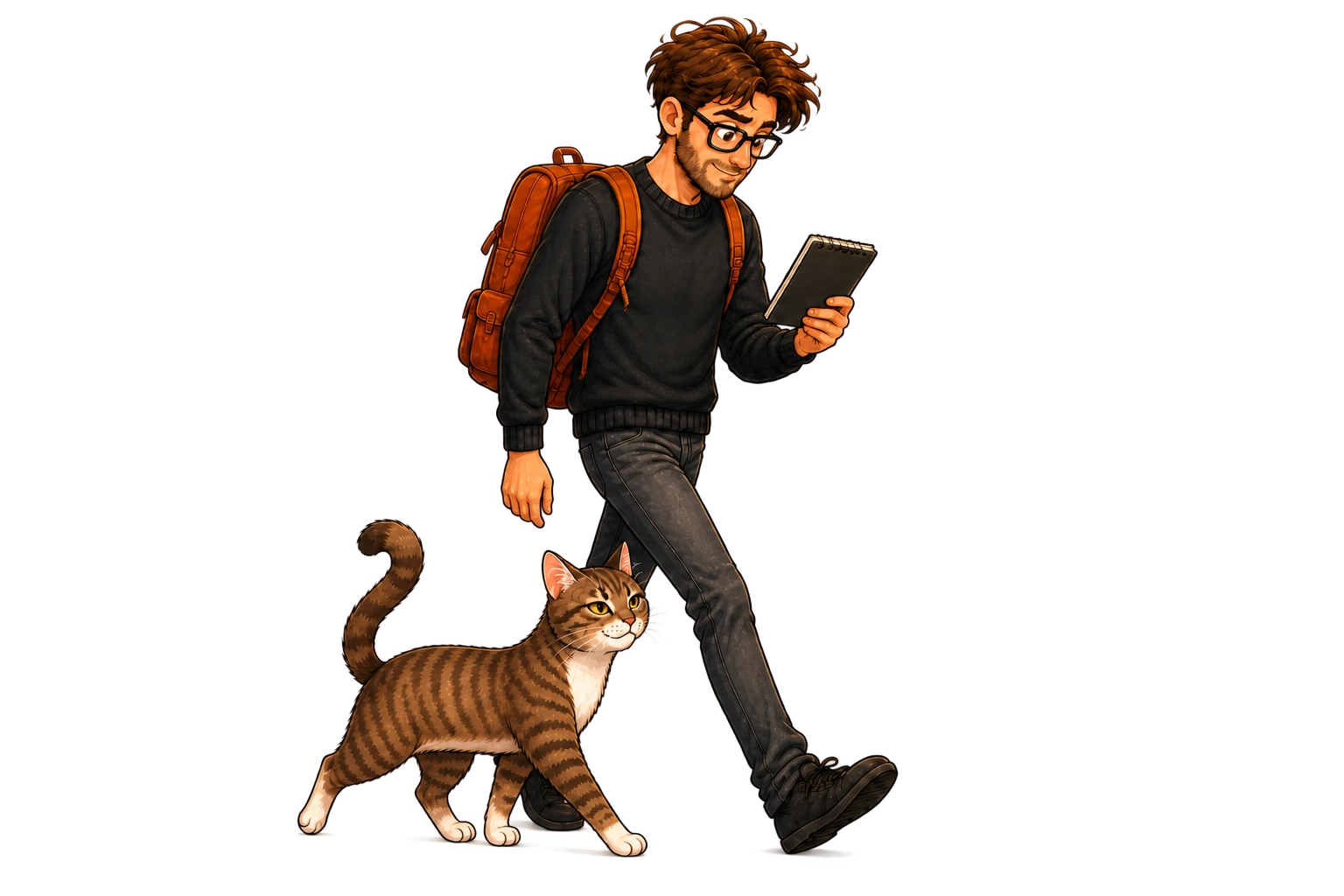 Calvin and Muse set out together with a field notebook and backpack